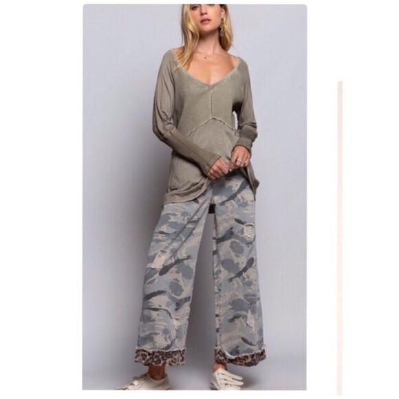 POL Grey Camo Jeans with Leopard Trim - Picture 3 of 15
